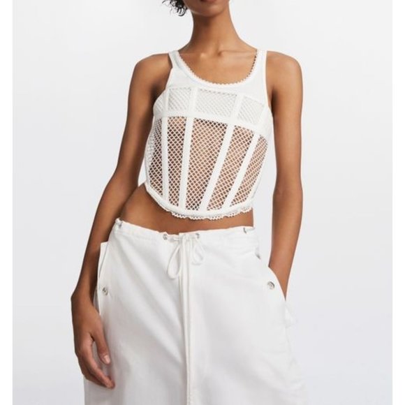 DION LEE  NWOT Unisex White Eyelet Tie Parachute Pant - Picture 3 of 11